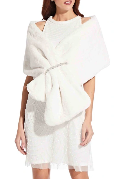 Adrianna Papell Faux Fur Wrap In Ivory