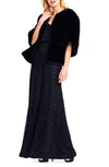 Adrianna Papell Faux Fur Jacket In Black