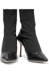 JIMMY CHOO BRANDON 100 STRETCH-KNIT AND LEATHER SOCK BOOTS,3074457345627752214