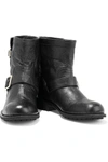Jimmy Choo Youth Buckled Crinkled-leather Ankle Boots In Black