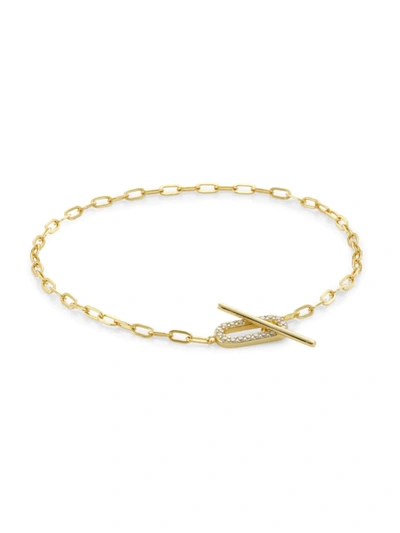 Shashi Women's Jade 18k Goldplated Cubic Zirconia Pavé Bracelet