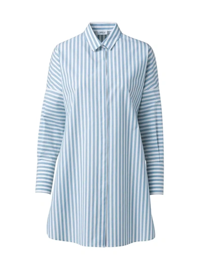 Akris Punto Oversized Stripe Button-down Shirt In Cream Blue