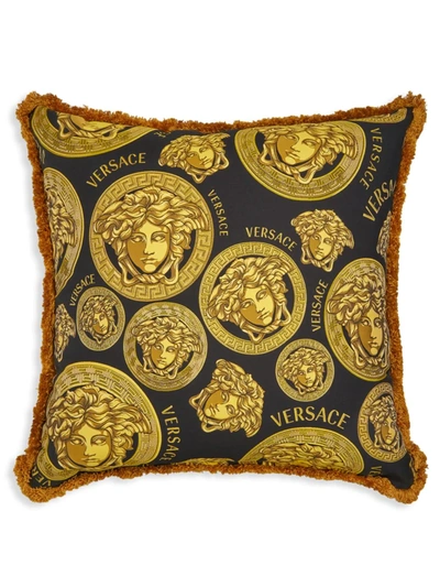 Versace Barocco Double Sided Pillow In Nero Oro