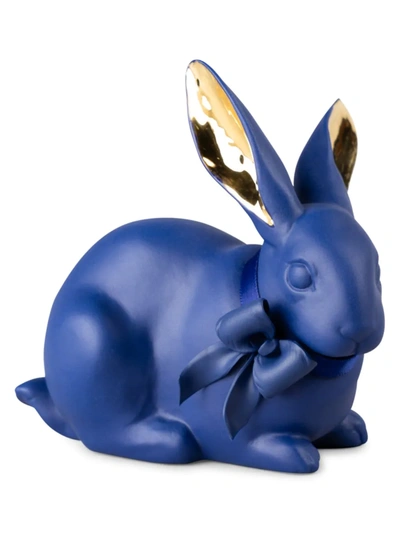 Lladrò Boldblue Attentive Bunny Figurine In Blue