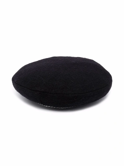 Simonetta Kids' Knit-stripe Flat Cap In Black