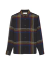 SAINT LAURENT SHIRT WITH YVES COLLAR IN CHECK WOOL