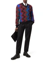 Saint Laurent Sweater With Jacquard Workmanship And Zig Zag Pattern In Multicolour