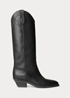 Polo Ralph Lauren Jaelynne Burnished Calfskin Tall Boot In Black