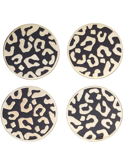 L'objet Leopard-print Set Of Four Coasters In Gold