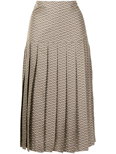 Joseph Sarina Chevron-print Skirt In Brown