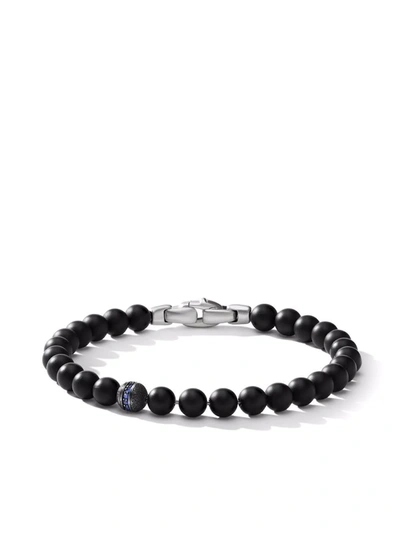 David Yurman Men's Spiritual Bead Bracelet With Gemstones In Silver, 4mm In Black Onyx