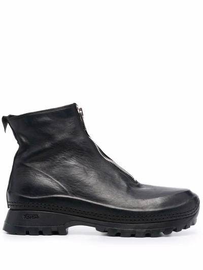Guidi Zipped Leather Ankle Boots In Black