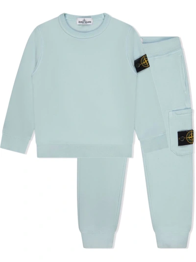 Stone Island Teen Logo-patch Tracksuit Set In Blue