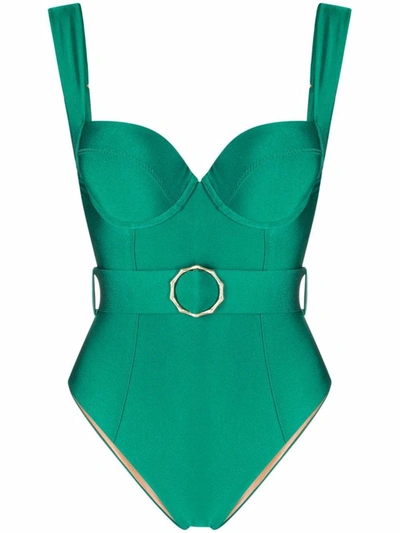 Noire Swimwear Belted One-piece Swimsuit In Green