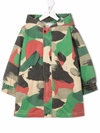 Stella Mccartney Camouflage-print Hooded Coat In Neutrals