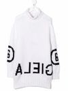 Mm6 Maison Margiela Intarsia-knit Roll-neck Jumper Dress In White