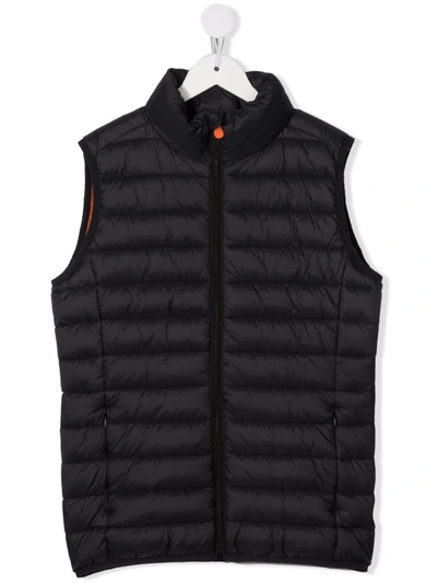 Save The Duck Teen Zip-up Padded Gillet In Black