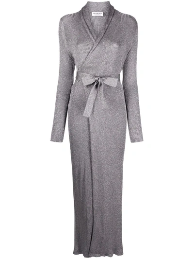 knee length dresses for ladies Plus Size Teaira Metallic Maxi Dress- Silver 1x / Silver at Curvy Sense