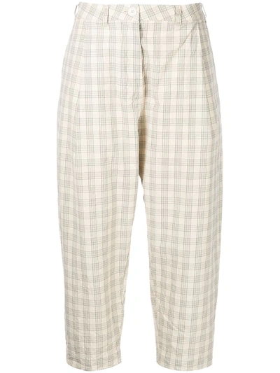 Casey Casey Cropped Check-pattern Trousers In Neutrals