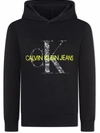Calvin Klein Logo-print Pullover Hoodie In Black