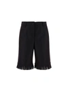 Burberry Wool Shorts With Frayed Edges In Black