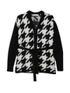 Simonetta Houndstooth Panelled-knit Cardigan In Nero/argento