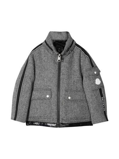 Moncler Kids' Boy's Uzay Herringbone Wool-blend Jacket In 990 Grey
