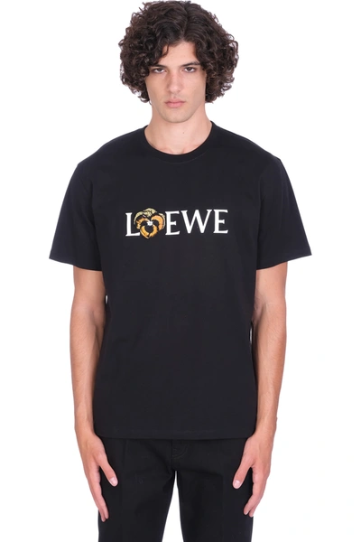 Loewe Logo棉质平纹针织t恤 In Black