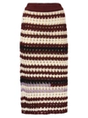 Marni Striped Open-knit Midi Skirt In Bordeaux