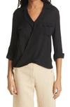 Lagence L'agence Phoenix Surplice Silk Shirt In Black