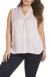 Vince Camuto V-neck Rumple Blouse In Pink Bliss