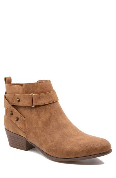 Unionbay Tilly Studded Ankle Bootie In Cognac Nubuck