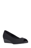 Bandolino Candra3 Womens Patent Leather Dressy Wedge Heels In Black Fabric