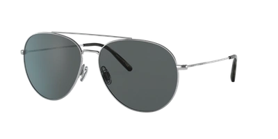 Oliver Peoples Airdale Metal Aviator Sunglasses, Silver In Midnight Express Polar
