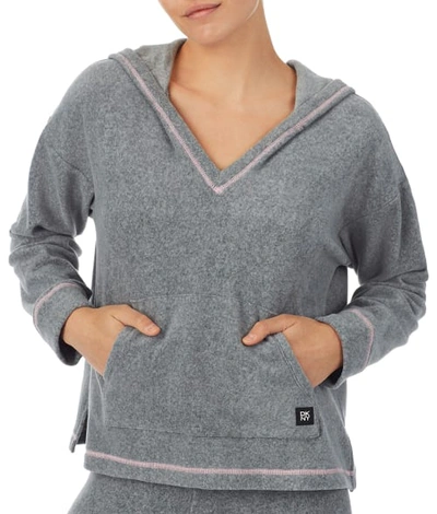 Dkny Sleepwear Hooded Fleece Pajama Set In Grey