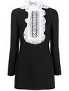 Valentino Women's Embroidered-lace Wool And Silk-blend Mini Dress In Schwarz