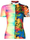 CONNER IVES RECONSTITUTED STRETCH-DESIGN PRINTED TOP