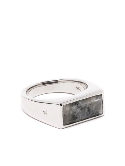 Tom Wood Silver & Black Larvikite Peaky Ring In Silber