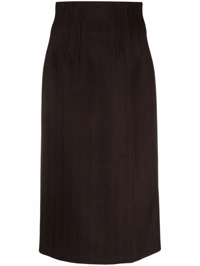 Alexander Mcqueen High-waisted Slit-detail Skirt In Brown