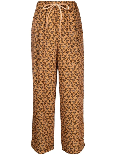 Neul Patterned Drawstring Trousers In Orange