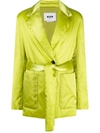 Msgm Belted Single-breasted Blazer In Grün