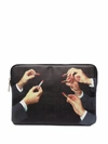 Seletti X Toiletpaper Lipstick-print Laptop Case In Schwarz