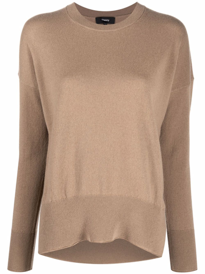 Theory Ribbed-knit Cashmere Top In Nude