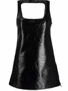 Courrèges Open-back Coated Cotton-blend Mini Dress In Schwarz