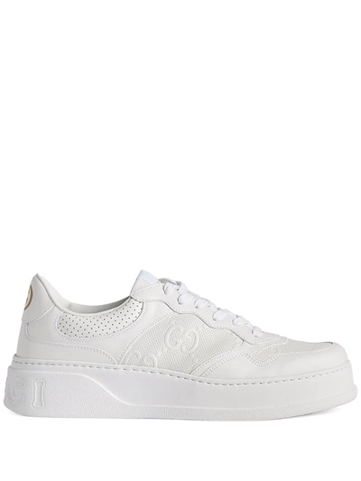 Gucci Gg Embossed Low-top Trainers In White