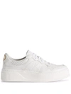 Gucci Gg-embossed Perforated-leather Trainers In Weiss