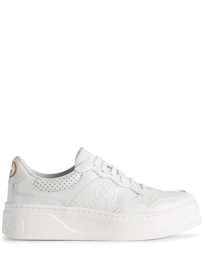 Gucci Gg Fabric And Leather Sneakers In White