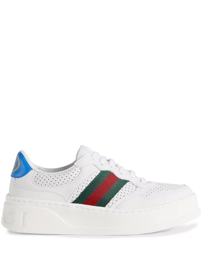 Gucci 50mm Chunky B Leather Trainers In White