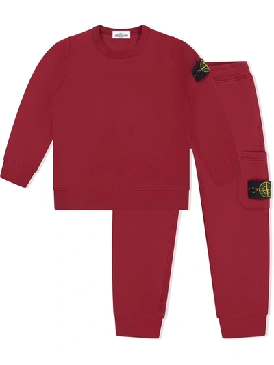 Stone Island Kids' Logo-patch Tracksuit Set In Red