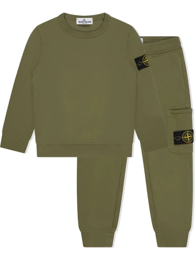 Stone Island Kids' Logo-patch Tracksuit Set In Green